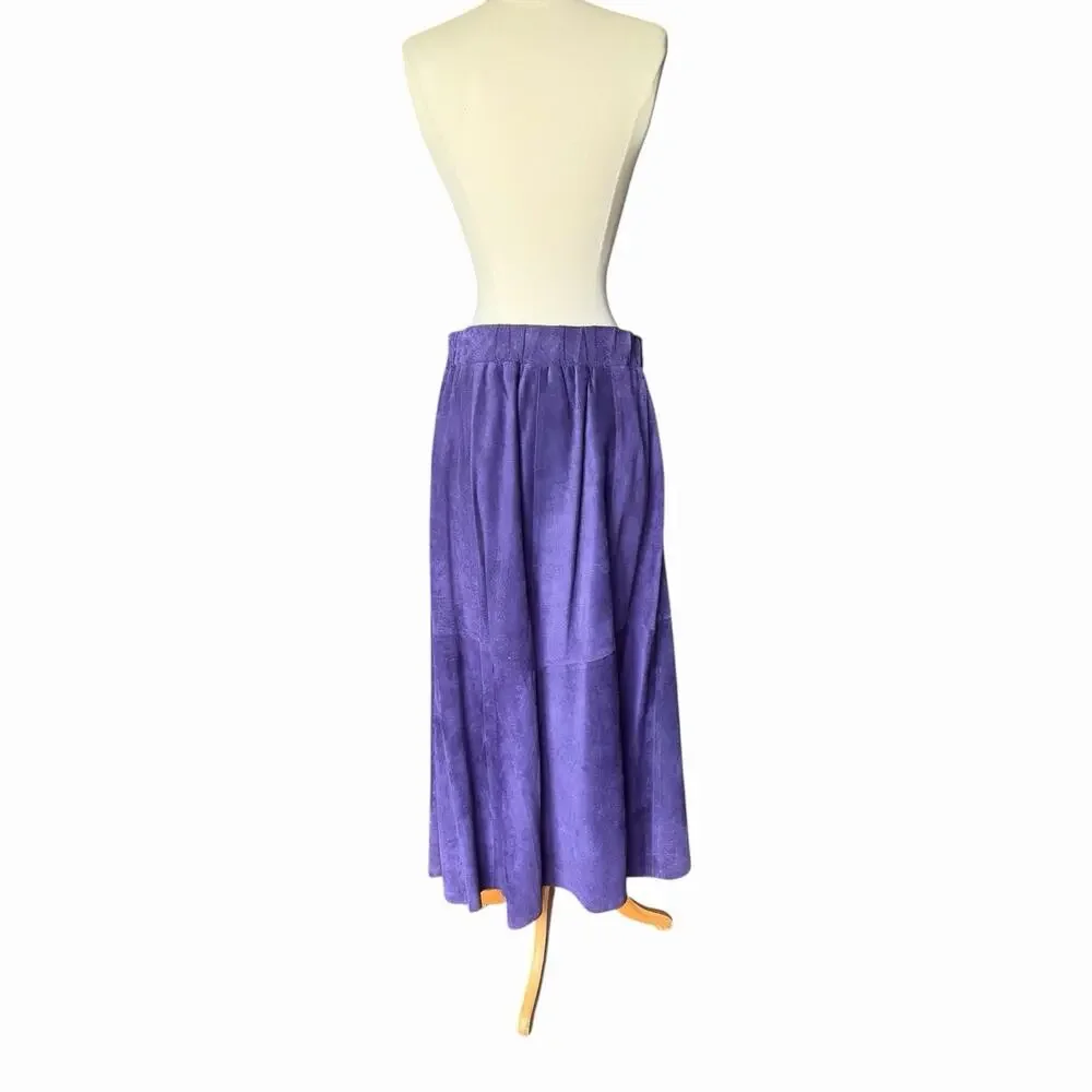 Vintage Liz Roberts Robert Elliott Purple Suede Two Piece Skirt Set Medium - Picture 13 of 16